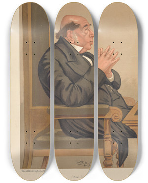 Triptych art skateboard deck of Leslie Matthew Ward Policemen Bow Street Mr James Vaughn October 25 1890 by Leslie Matthew Ward (1851-1922)
