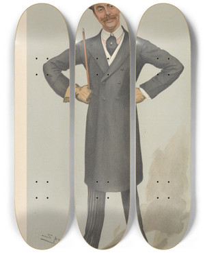 Triptych art skateboard deck of Leslie Matthew Ward Politicians Conservative Whip The Viscount Churchill January 21 1904 by Leslie Matthew Ward (1851-1922)
