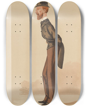 Triptych art skateboard deck of Leslie Matthew Ward Politicians Grimsby The Rt Hon Edward Heneage December 17 1887 by Leslie Matthew Ward (1851-1922)