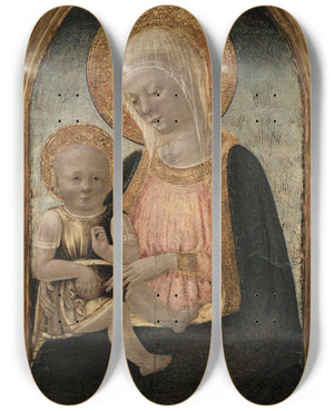 Triptych art skateboard deck of Neri Di Bicci Virgin And Child by Neri di Bicci (1419-1491)