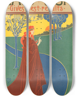 Triptych art skateboard deck of Louis Rhead The Sun_2 by Louis Rhead (1857-1926) Triptych art skateboard deck of Louis Rhead The Sun_2 by Louis Rhead (1857-1926)