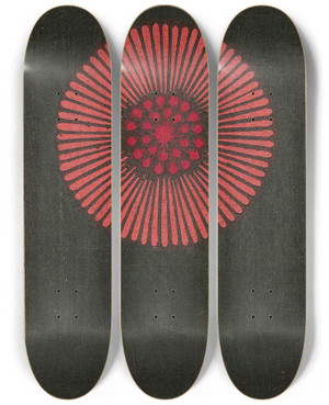 Triptych art skateboard deck of Jinta Hirayama Night Fireworks No 12 by Jinta Hirayama (19-)