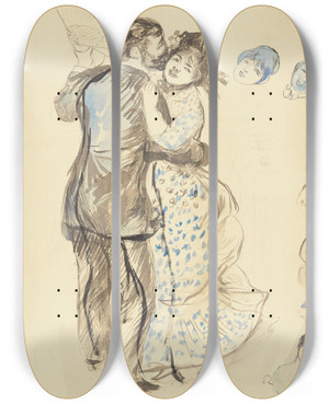 Triptych art skateboard deck of Pierreauguste Renoir La Danse La Campagne The Dance In Thecountry by Pierre-Auguste Renoir (1841-1919)
