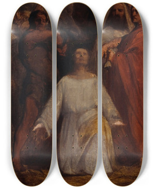 Triptych art skateboard deck of Jeanfranois Brmond Le Martyre De Saint Christophe by Jean-Franois Brmond (1807-1868)