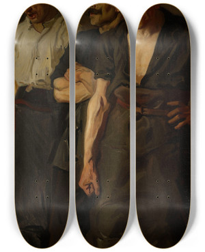 Triptych art skateboard deck of Stanisaw Lentz Strike by Stanislaw Lentz (1861-1920)