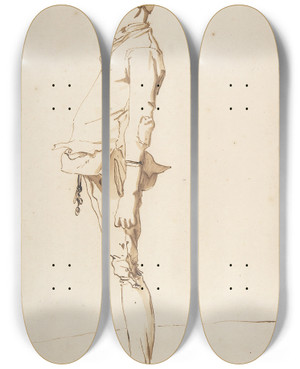 Triptych art skateboard deck of Franoisandr Vincent Caricature Of The Artists Younger Brother Mariealexandrefranois by Franois-Andr Vincent (1746-1816)