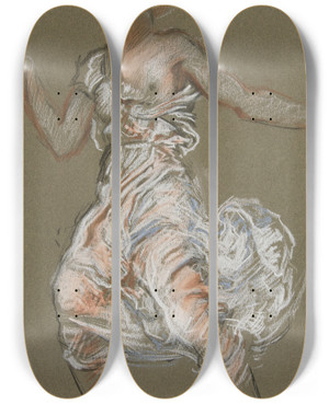Triptych art skateboard deck of Edwin Austin Abbey Study For The Figure Of 12 Noon In The Hours Ceiling Mural House Chamber Pennsylvania State Capitol Atharrisburg by Edwin Austin Abbey (1852-1911)
