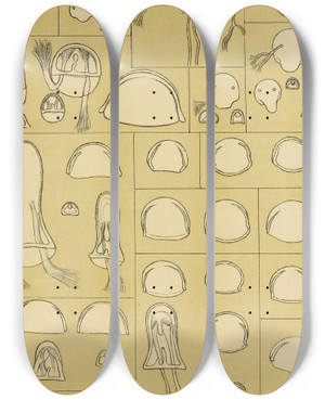 Triptych art skateboard deck of Frederick Mccoy Polyzoa Vii by Frederick Mccoy (1817-1899)