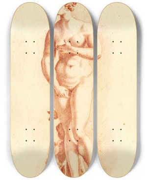 Triptych art skateboard deck of Cornelis Pronk Beeld Van De Venus Medicea_2 by Cornelis Pronk (1691-1759)