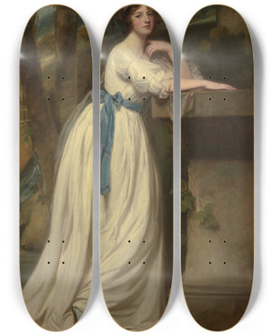 Triptych art skateboard deck of George Romney Portrait Of Mrs Andrew Reid by George Romney (1734-1802)