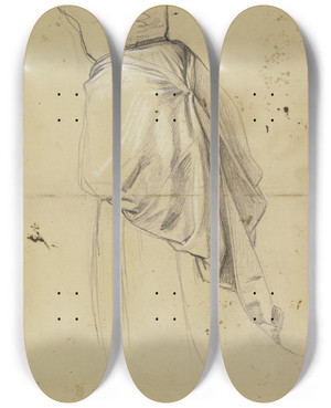 Triptych art skateboard deck of Jakob Becker Garbed Woman by Jakob Becker (1810-1872)