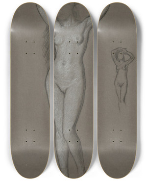 Triptych art skateboard deck of Elihu Vedder Study For The Figure Ofvenus by Elihu Vedder (1836-1923) Triptych art skateboard deck of Elihu Vedder Study For The Figure Ofvenus by Elihu Vedder (1836-1923)