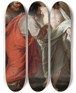 Triptych art skateboard deck of Giuseppe Bottani The Incredulity Of Saint Thomas by Giuseppe Bottani (1717-1784)