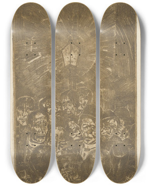 Triptych art skateboard deck of Aloys Wach Kriegsbericht by Aloys Wach (1892-1940)