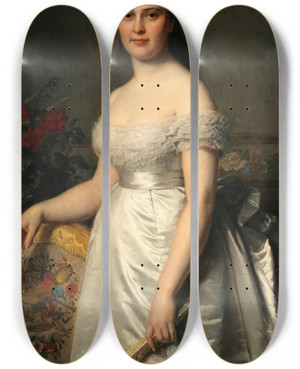 Triptych art skateboard deck of Eugen Felix Portrait Of The Opera Singer Adelina Patti 18431919 by Eugen Felix (1837-1906)