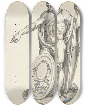 Triptych art skateboard deck of Charles Percier Design For Neptune With An Oval Medallion by Charles Percier (1764-1838)