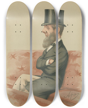 Triptych art skateboard deck of Carlo Pellegrini Royalty The Head Of The Russells The Duke Of Bedford July 11 1874 by Carlo Pellegrini (1839-1889)