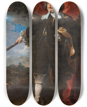 Triptych art skateboard deck of Rudolf Von Colloredo Frans Luyckx by Rudolf Von Colloredo (1585-1657)