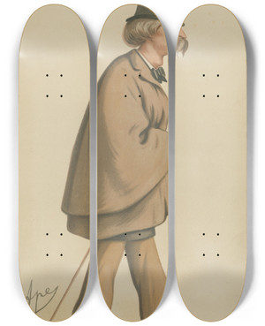 Triptych art skateboard deck of Carlo Pellegrini Politicians The Sanitary Sir William Augustus Fraser January 9 1875 by Carlo Pellegrini (1839-1889)
