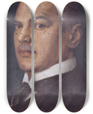 Triptych art skateboard deck of Franz Von Stuck Selfportrait_2 by Franz Von Stuck (1863-1928)