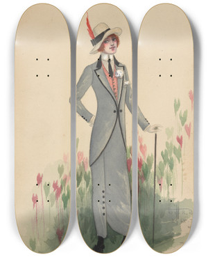Triptych art skateboard deck of Will R Barnes Act I8 School Teachers by Will R Barnes (1939)