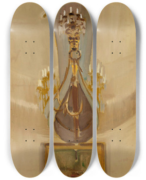 Triptych art skateboard deck of Konrad Krzyanowski Fragment Of Interior Of The Church Of St Peter And St Paul In Vilnius by Konrad Krzyzanowski (1872-1922)