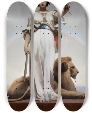 Triptych art skateboard deck of Jeanlon Grme La Rpublique by Jean-Lon Grme (1824-1904)