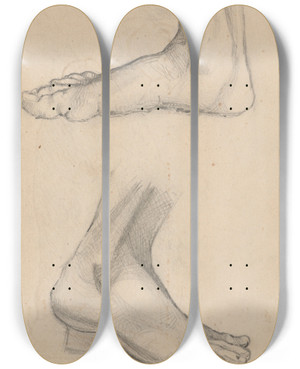 Triptych art skateboard deck of Stanisaw Wyspiaski Foot Studies by Stanislaw Wyspianski (1869-1907)