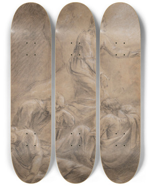 Triptych art skateboard deck of Jean Antoine Verschaeren The Agony Of Christ by Jean Antoine Verschaeren (1803-1863)