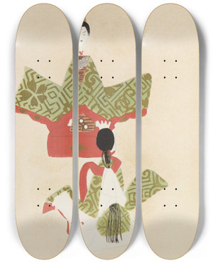 Triptych art skateboard deck of Shimizu Seif Unai No Tomo Pl 240 by Shimizu Seifu (1851-1913)