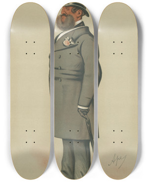 Triptych art skateboard deck of Carlo Pellegrini Politicians A Country Gentleman Sir Henry Josias Stracey 10 July 1875 by Carlo Pellegrini (1839-1889)