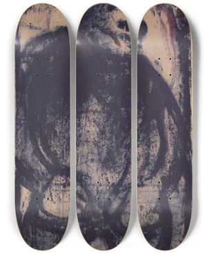 Triptych art skateboard deck of Christian Rohlfs Standing Man by Christian Rohlfs (1849-1938)