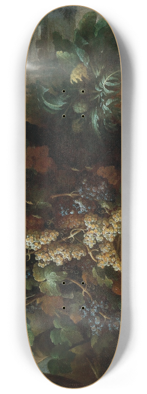 Francesco della Questa - An overturned basket of fruit, flowers and vegetables with a strawberry-filled garland in a villa garden 8.25 inch art skate deck