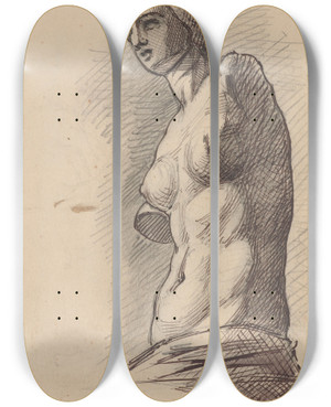 Triptych art skateboard deck of Stanisaw Wyspiaski Drawing Of Venus De Milo by Stanislaw Wyspianski (1869-1907)