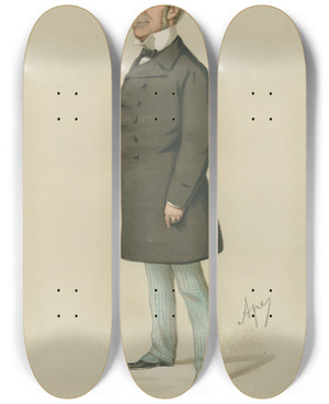 Triptych art skateboard deck of Carlo Pellegrini Politicians Property And Principle Earl Fitzwilliam September 14 1878 by Carlo Pellegrini (1839-1889)
