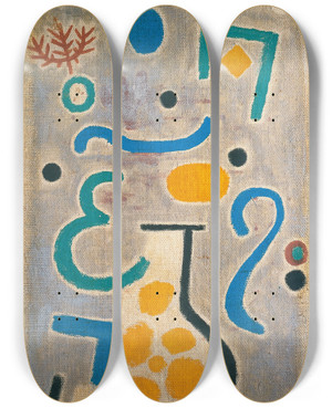 Triptych art skateboard deck of Paul Klee The Vase by Paul Klee (1879-1940)