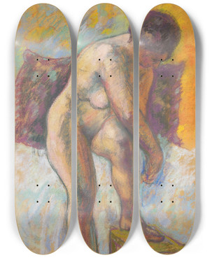 Triptych art skateboard deck of Henri Manguin Nu La Toilette by Henri Manguin (1874-1949)