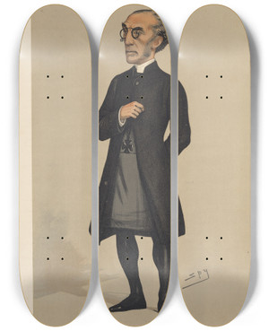 Triptych art skateboard deck of Leslie Matthew Ward Clergy From The Army To The Church Dr David Maclagen Archbishop Of York 5 September 1891 by Leslie Matthew Ward (1851-1922)