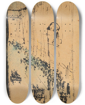 Triptych art skateboard deck of August Macke Strasse In Paris by August Macke (1887-1914)