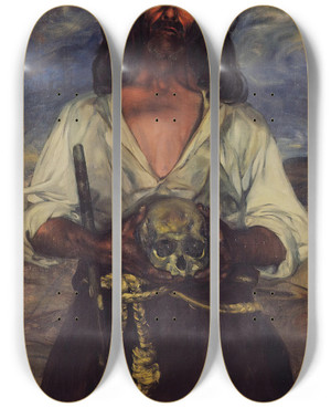 Triptych art skateboard deck of Ignacio Zuloaga Hermit by Ignacio Zuloaga (1870-1945)