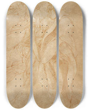 Triptych art skateboard deck of El Greco Domenikos Theotokopoulos Saint John The Evangelist And An Angel by El Greco Domenikos Theotokopoulos (1540-1614)