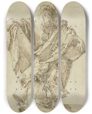 Triptych art skateboard deck of Tobias Stimmer Andrew The Apostle by Tobias Stimmer (1539-1584)