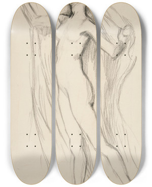 Triptych art skateboard deck of Edwin Austin Abbey Figure Study For Mural At The State Capitol Building In Harrisburg Pennsylvania 19021911 by Edwin Austin Abbey (1852-1911)
