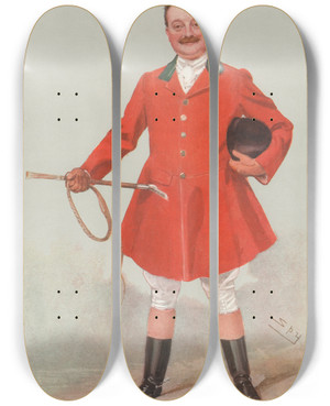 Triptych art skateboard deck of Leslie Matthew Ward Fox Hunters Billy Mr Georg Charles Fitzwilliam 1 March 1906 by Leslie Matthew Ward (1851-1922)