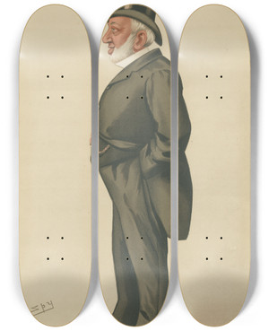 Triptych art skateboard deck of Leslie Matthew Ward Politicians Sweansea Sir Henry Hussey Vivian 5 June 1886 by Leslie Matthew Ward (1851-1922)