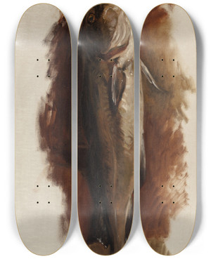 Triptych art skateboard deck of Kenyon Cox Trout by Kenyon Cox (1856-1919)