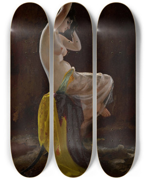 Triptych art skateboard deck of Luis Ricardo Falero A Private Moment by Luis Ricardo Falero (1851-1896)