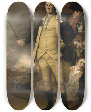 Triptych art skateboard deck of Charles Willson Peale George Washington At The Battle Of Princeton by Charles Willson Peale (1741-1827) Triptych art skateboard deck of Charles Willson Peale George Washington At The Battle Of Princeton by Charles Willson Peale (1741-1827)