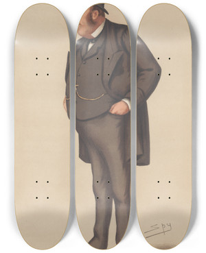 Triptych art skateboard deck of Leslie Matthew Ward Legal Attorneygeneral John Holker February 9 1878 by Leslie Matthew Ward (1851-1922)