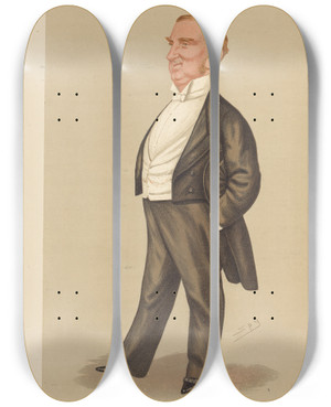 Triptych art skateboard deck of Leslie Matthew Ward Legal Charley Charles Hall February 8 1888 by Leslie Matthew Ward (1851-1922)